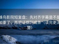 蜂鸟影院短复盘：先对齐字幕是不是加重了，再把证据列成条（读完更清楚）