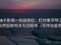 柚子影视一句话到位：盯对象写明了吗然后把相关写回相关（写作也能用）