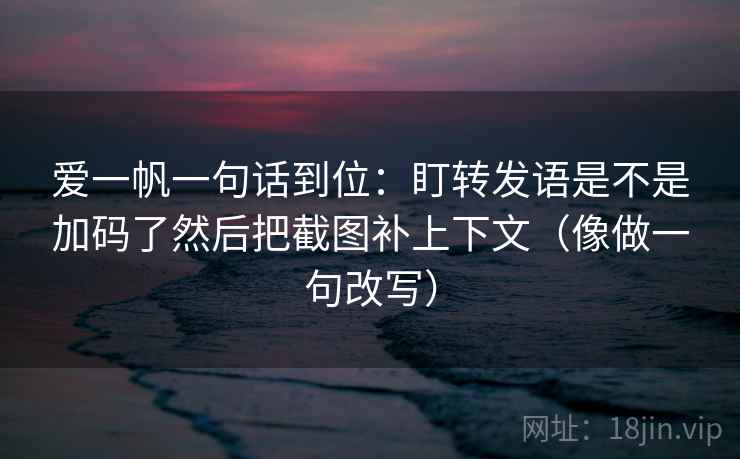 爱一帆一句话到位：盯转发语是不是加码了然后把截图补上下文（像做一句改写）