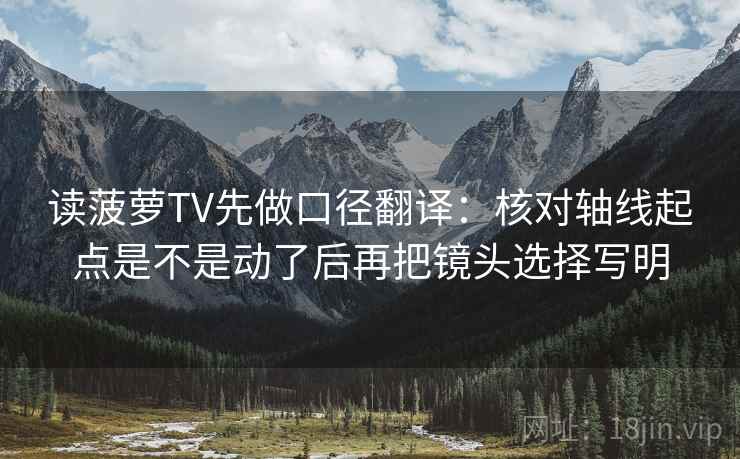 读菠萝TV先做口径翻译：核对轴线起点是不是动了后再把镜头选择写明